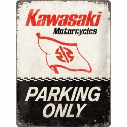 Placa metalica - Kawasaki - Parking Only- 30x40 cm